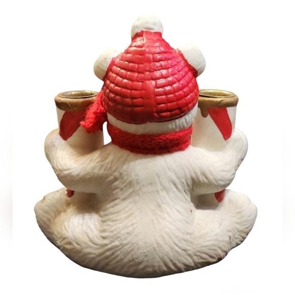 Handcrafted Christmas Bear Candle Holder Decor - Picture 3 of 4